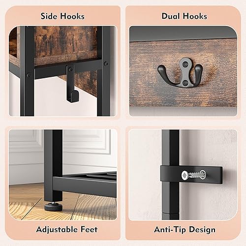 Miniatura 7 de Raybee Árbol de pasillo, perchero independiente, perchero con almacenamiento de zapatos, banco de entrada con almacenamiento, árbol de pasillo con