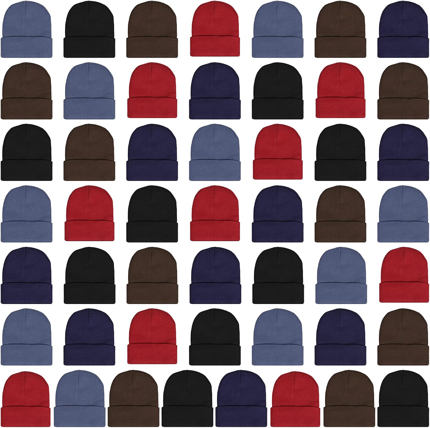SATINIOR 50 Pack Winter Hats Bulk Beanies Unisex Knit Skull Caps Warm Stocking Hat for Adults Homeless