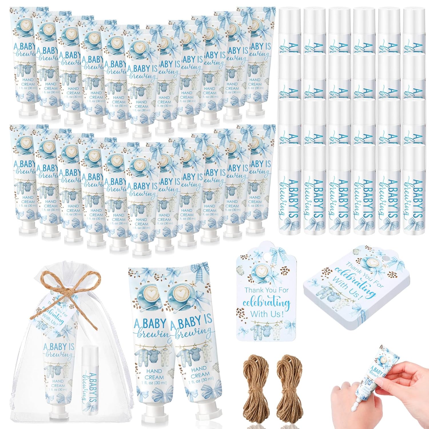 24 Sets a Baby Is Brewing Coffee Hand Cream and Lip Balm Gift Coffee Themed Baby Shower Party Favors for Guest Souvenirs Travel Size Hand Lotion and Lip Balm Bulk Babies Shower Birthday Party Supplies