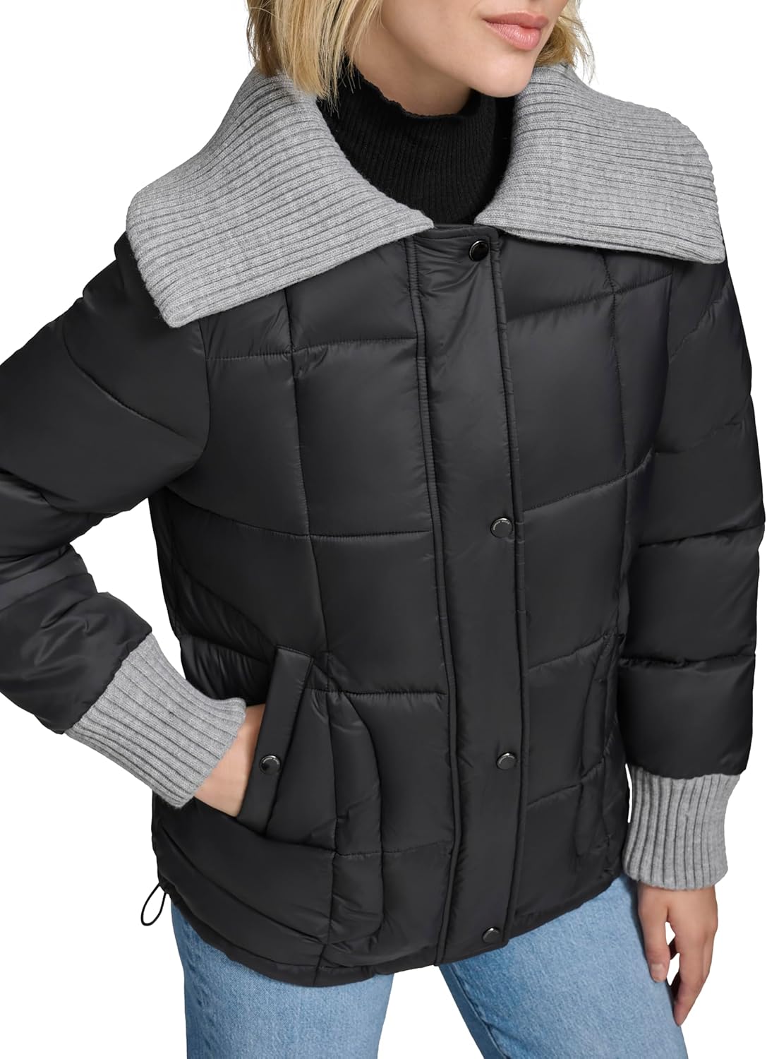 Andrew Marc Women's Quilted Cold Weather Puffer Coat With a High-low Hem - Image 5