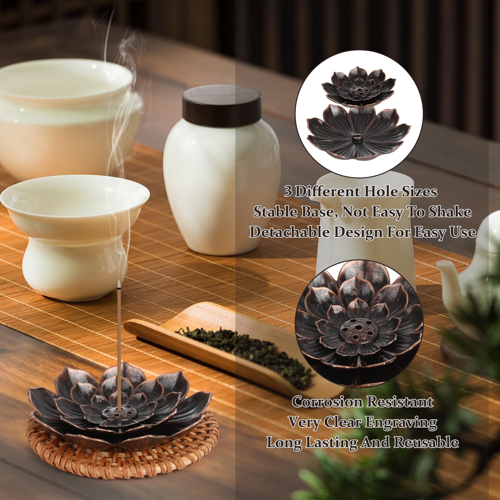 Set Porta Incenso In Legno Con 2 Bruciatori Sospesi E 9 Fori, Per Meditazione E Aromaterapia
