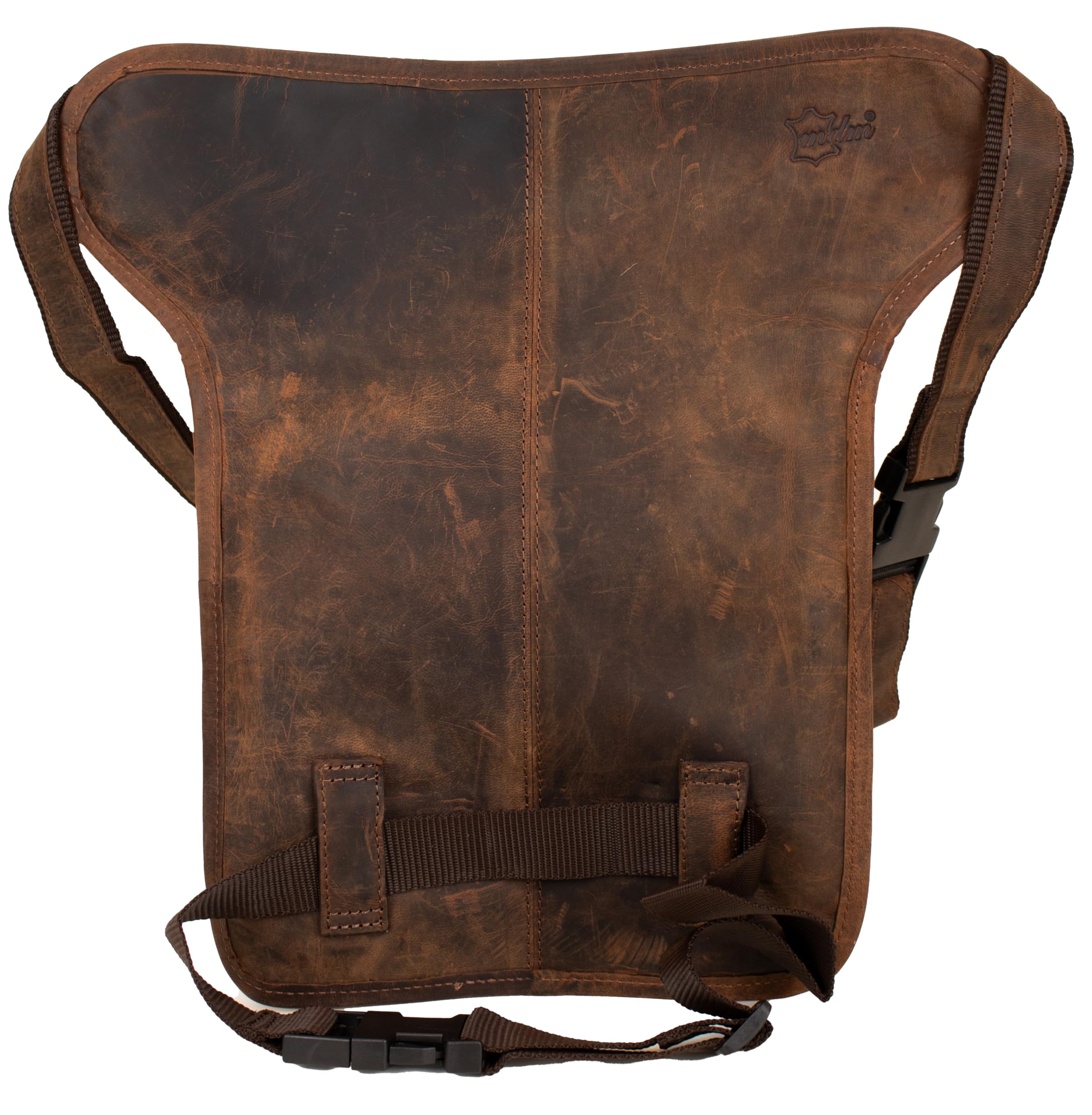 Sacoche de jambe de moto en cuir, sac banane avec plusieurs compartiments, gaufrage aigle, marron, Standard, Moto