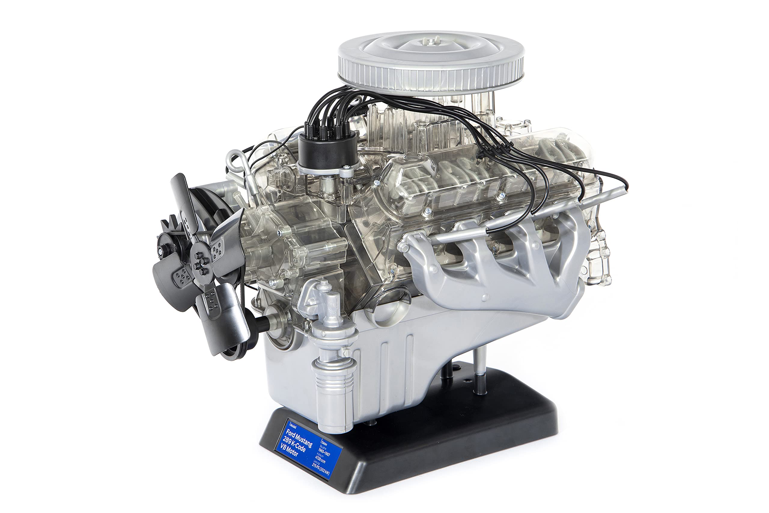 Franzis FMV019 Ford Mustang V8-Motor | 200-Teile Bausatz - transparentes, voll funktionsfähiges Motormodell und reich bebildertes Handbuch | Basteln für Auto Fans | Ab 14 Jahren