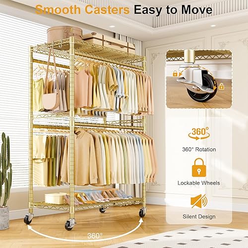 Miniatura 6 de P4 Plus - Perchero resistente para colgar ropa, percheros independientes con ruedas, perchero portátil de 45 pulgadas de ancho x 20.5 pulgadas de