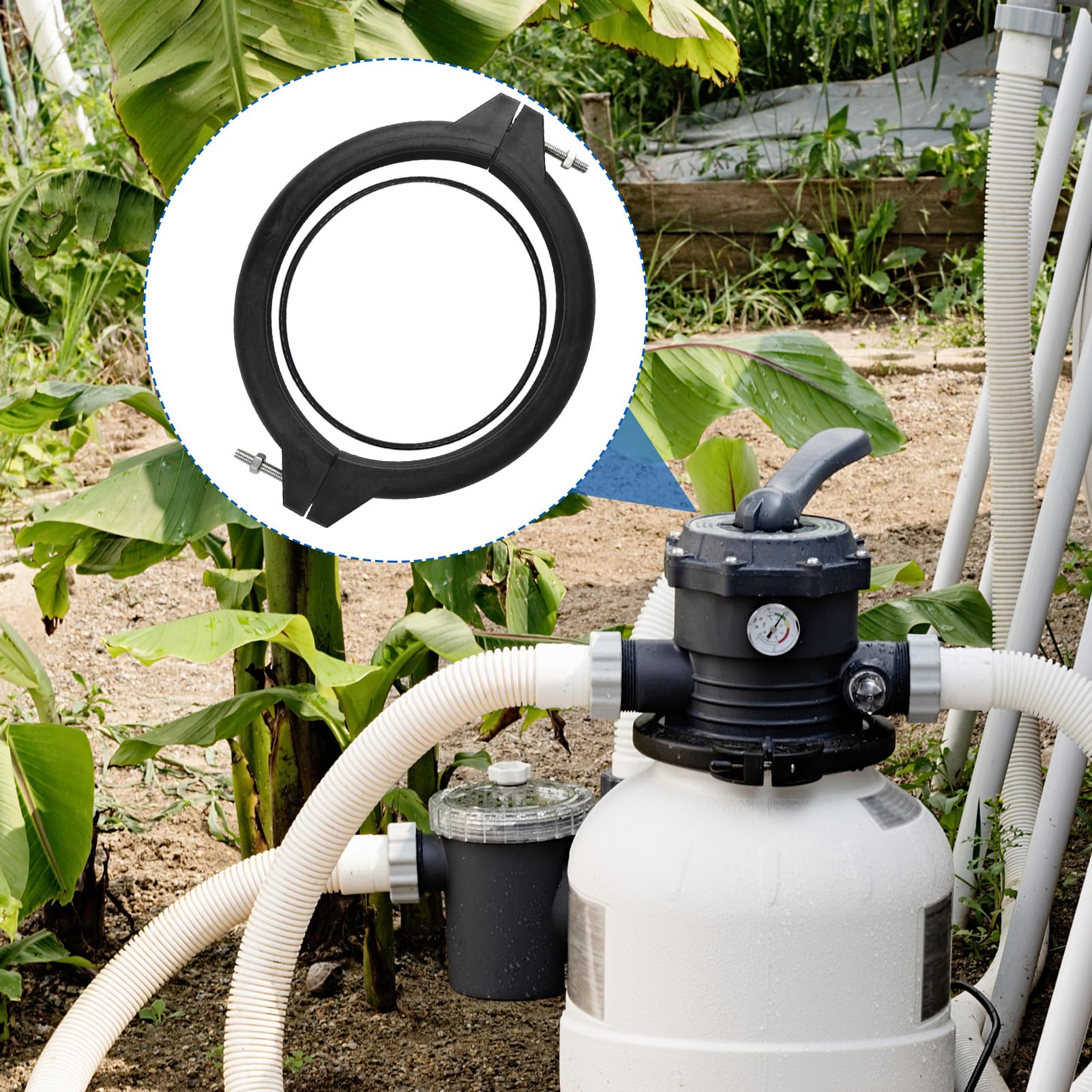 Spannring Sandfilteranlage Pool,2 Stück 180mm Spannring Sandfilter & Dichtungsring Poolpumpe,Sandfilter Filterspannring Dichtung Ersatzteile für Sandfilteranlage,Pool Ersatzteile Poolpumpe Zubehör (C)