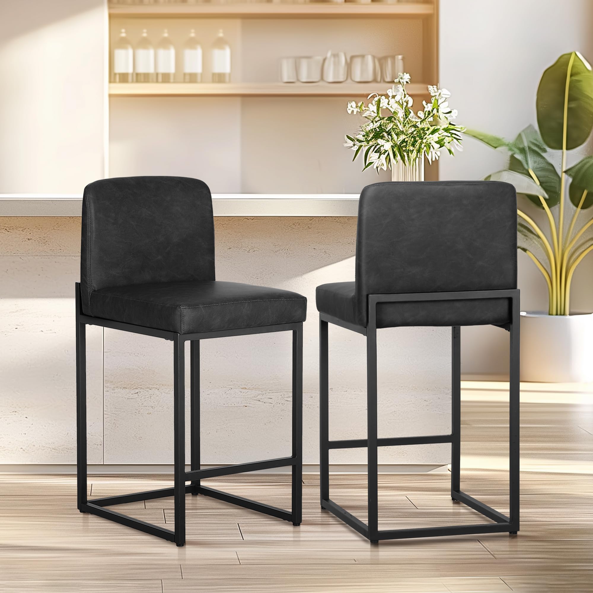 ALPHA HOME Barhocker 2er Set Barhocker mit Lehne