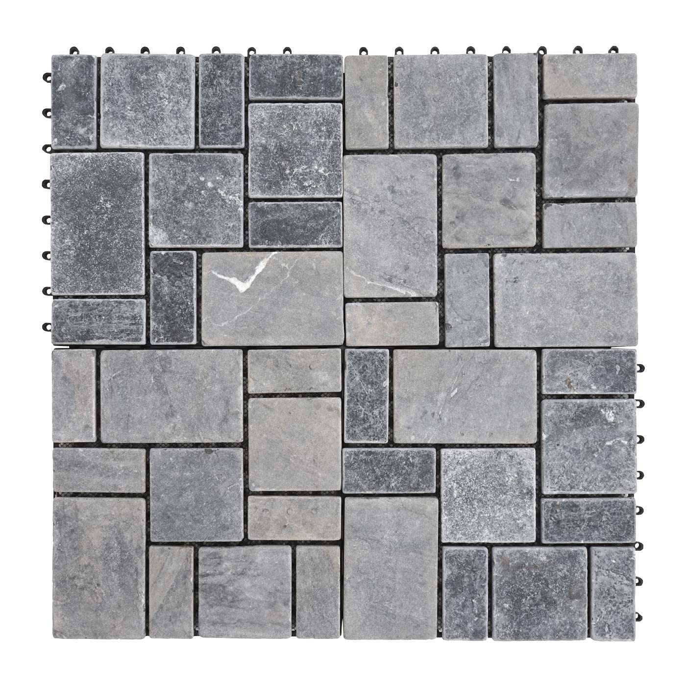 Mendler Balcón terraza HWC-K70 - Baldosas de suelo encajables para exterior, 11 piezas = 1 m², color gris oscuro