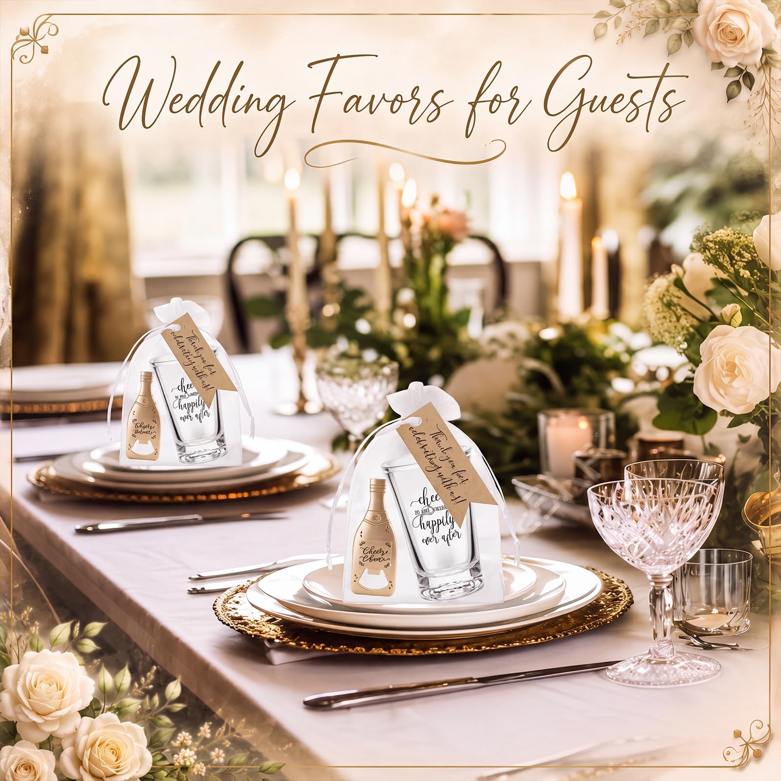 Lot de 25 cadeaux en vrac pour invités avec inscription « Happily