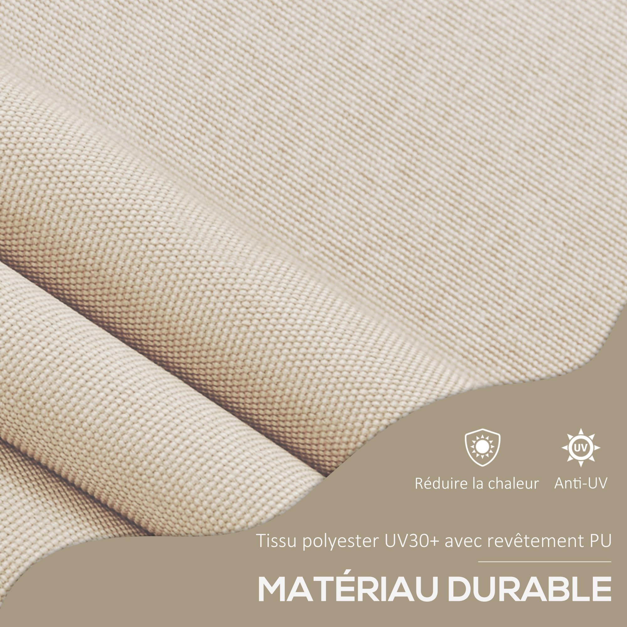 Outsunny Store banne autoportant Manuel auvent rétractable 1,5L x 1,2l x 2,1-3H m Inclinaison réglable pour Balcon sans Trous à percer métal alu Polyester Sable