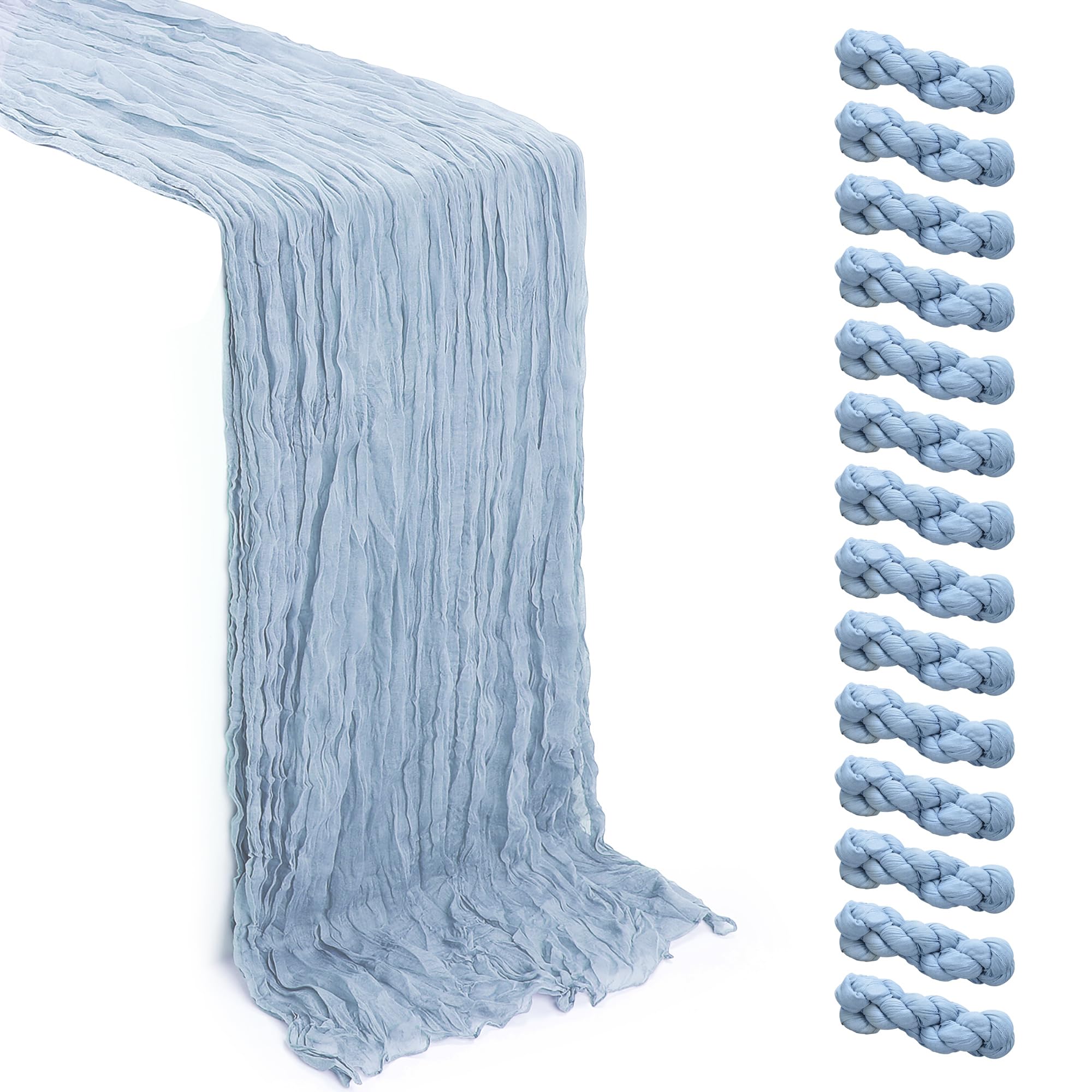 14 Pack 10Ft Cheesecloth Table Runners,35x120 Inch Long Boho Gauze,Rustic Wedding Decor Cheese Cloth Table Runners,Runner for Table Bulk,Romantic