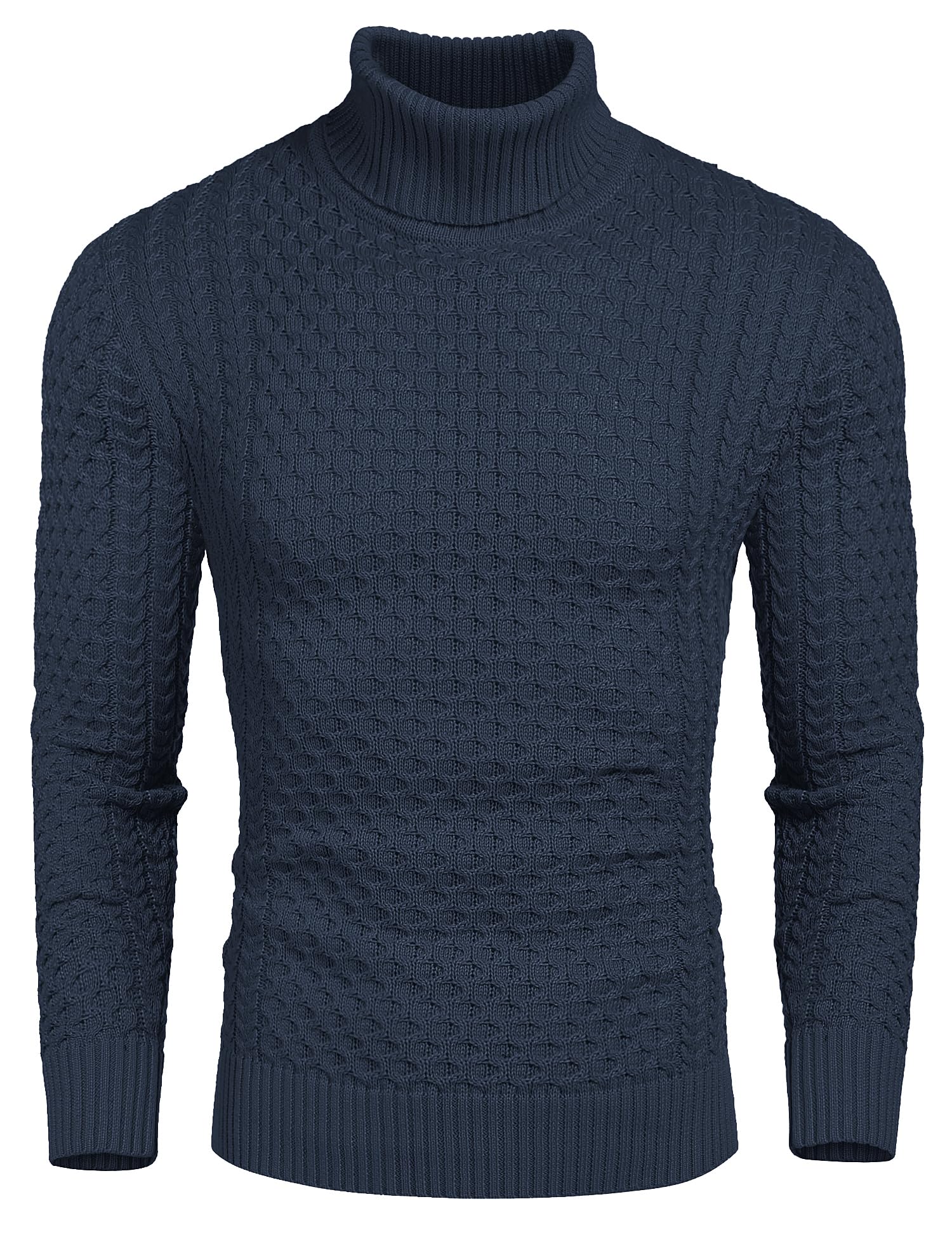 COOFANDY Men's Slim Fit Turtleneck Sweater Casual Knitted Pullover Sweaters
