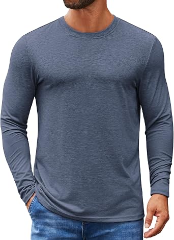 COOFANDY Mens Long Sleeve T Shirts Crew Neck Casual Basic Pullover Shirt