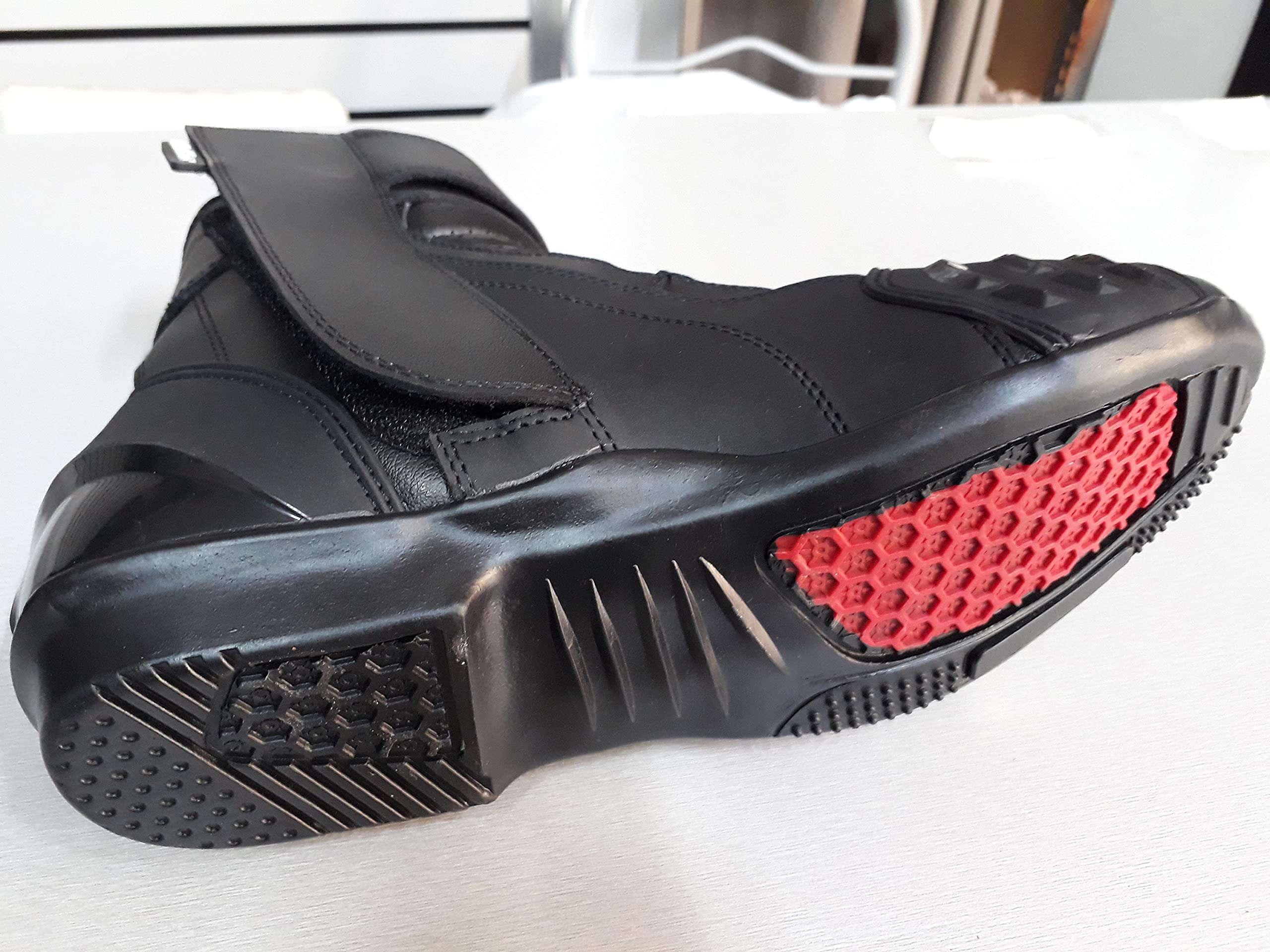 WinNet Stivali stivaletti bassi Falco rossi da Moto Racing o Turismo sportivo con Protezioni e Sliders