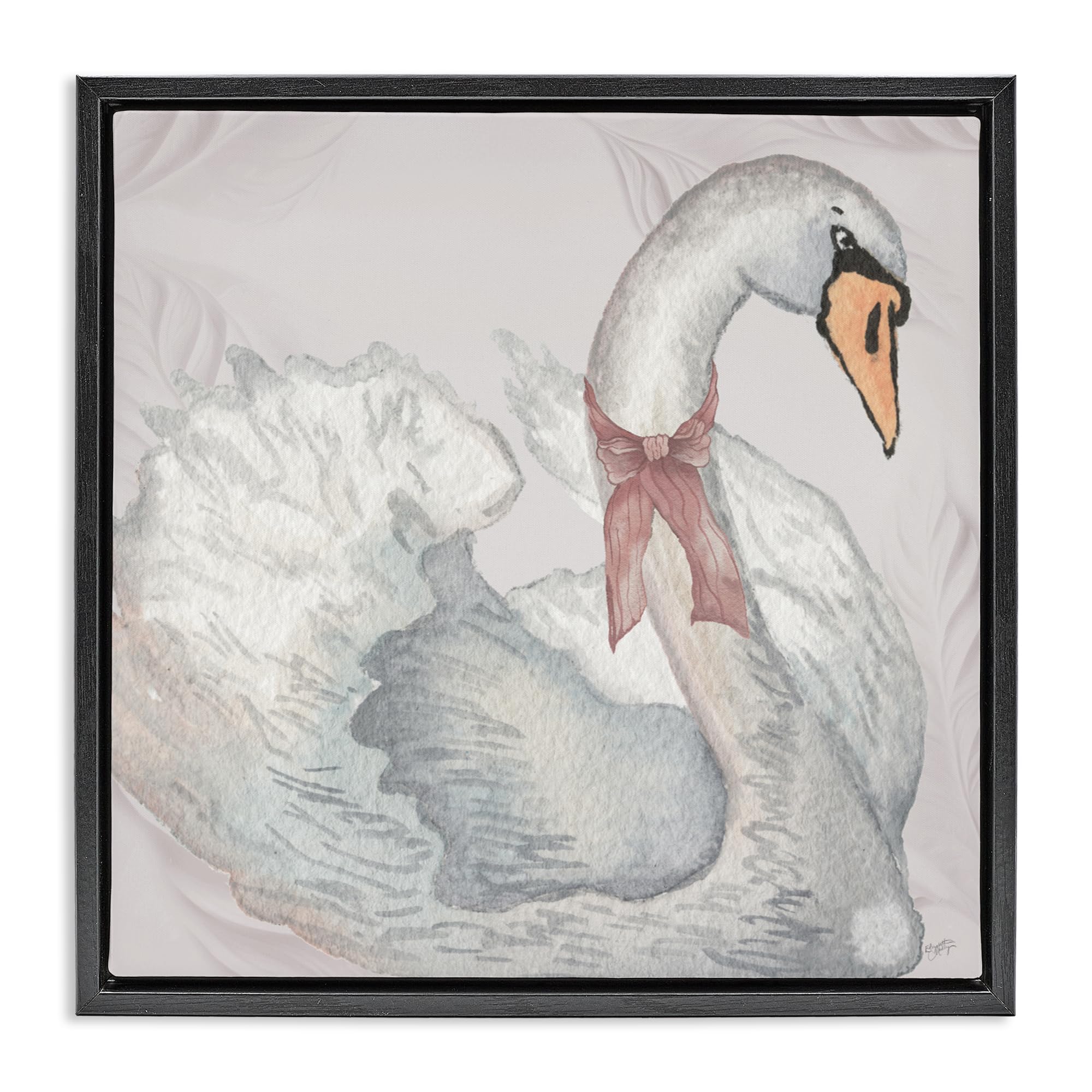 Stupell Industries 'Subdued Classic Swan', Floating Frame Canvas Art, Black, 25 x 25