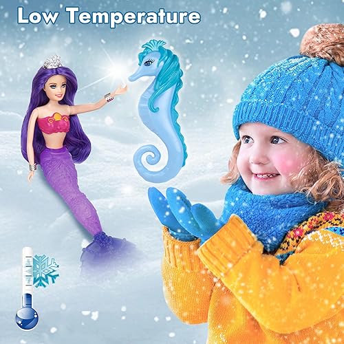 Miniatura 3 de Juego de muñeca de princesa sirena y caballito de mar que cambian de color, juguete de sirena de 13.4 pulgadas que cambia de color por encima de 82