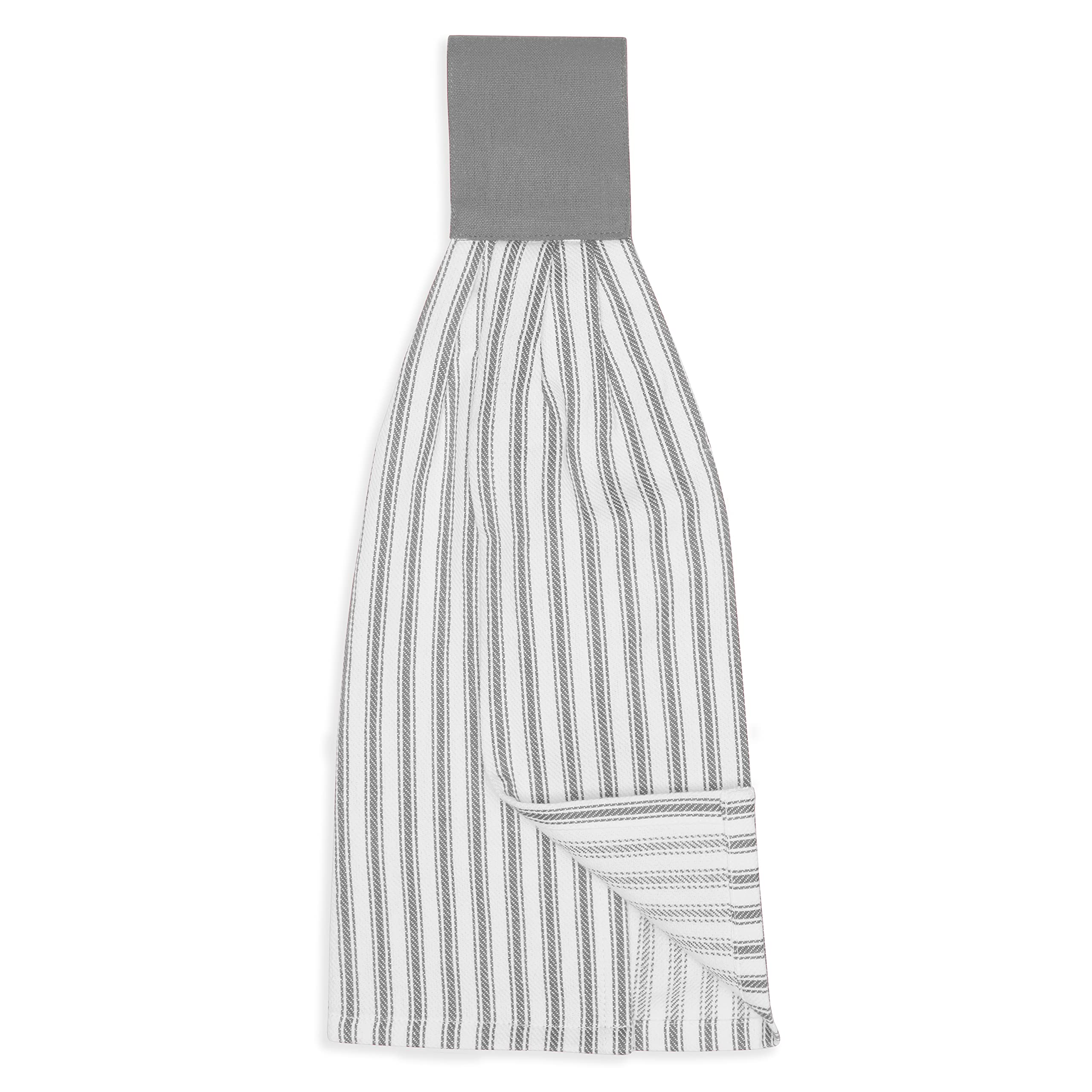 Juego de 2 toallas de mano de aleación gris y blanca para colgar platos de cocina con detalles de botón, color gris y blanco