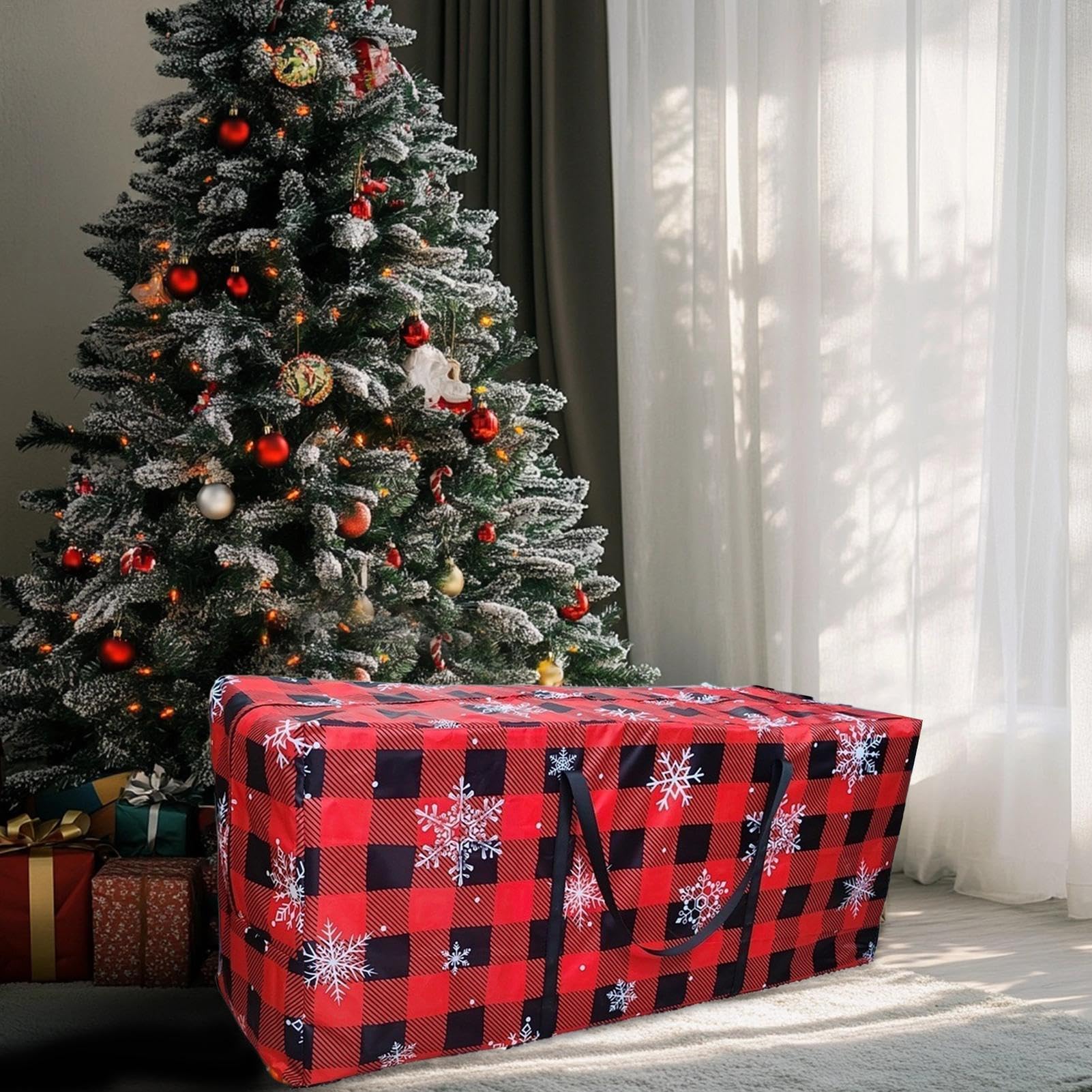 Scatola portaoggetti per albero di Natale, portaoggetti per albero di | Natale | Contenitori per alberi artificiali con fiocchi di neve - Borsa portaoggetti per albero di Natale Albero di Natale