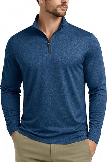 Boladeci Mens Quarter Zip Pullover Lightweight Fleece Lined Golf Shirts