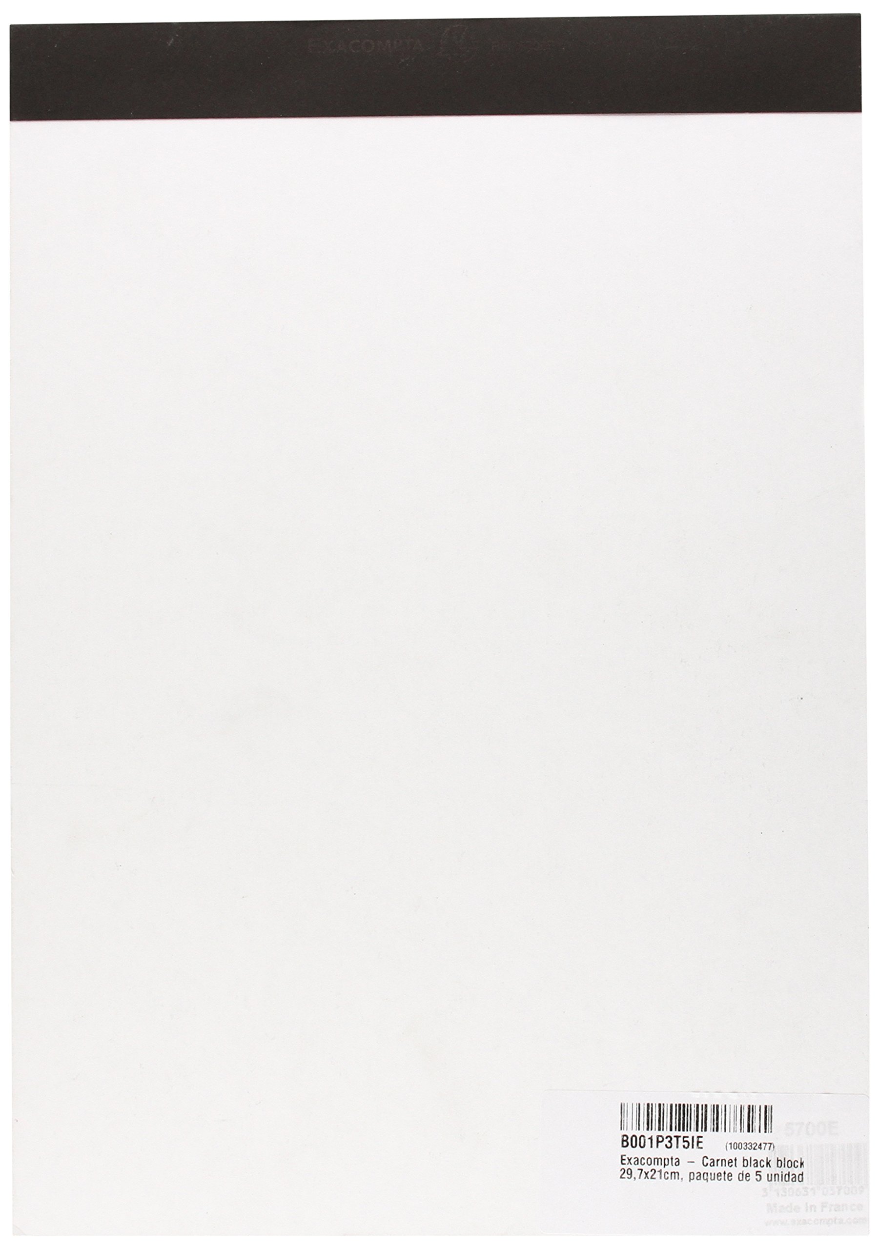 Exacompta - Carnet black block 29,7x21cm, paquete de 5 unidades