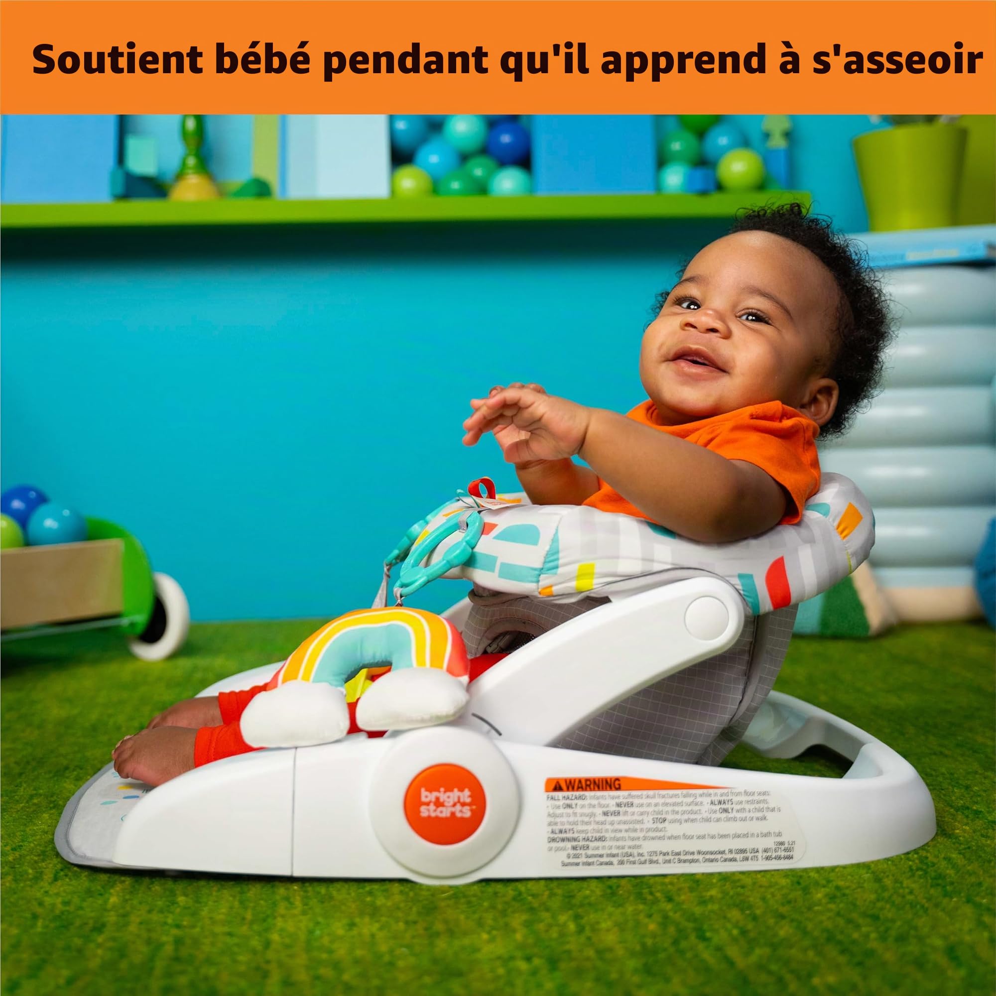 Bright Starts Siège transat Learn to sit 2 positions avec jouets, Unisexe, enfants de 4 à 12 mois, Playful Paradise