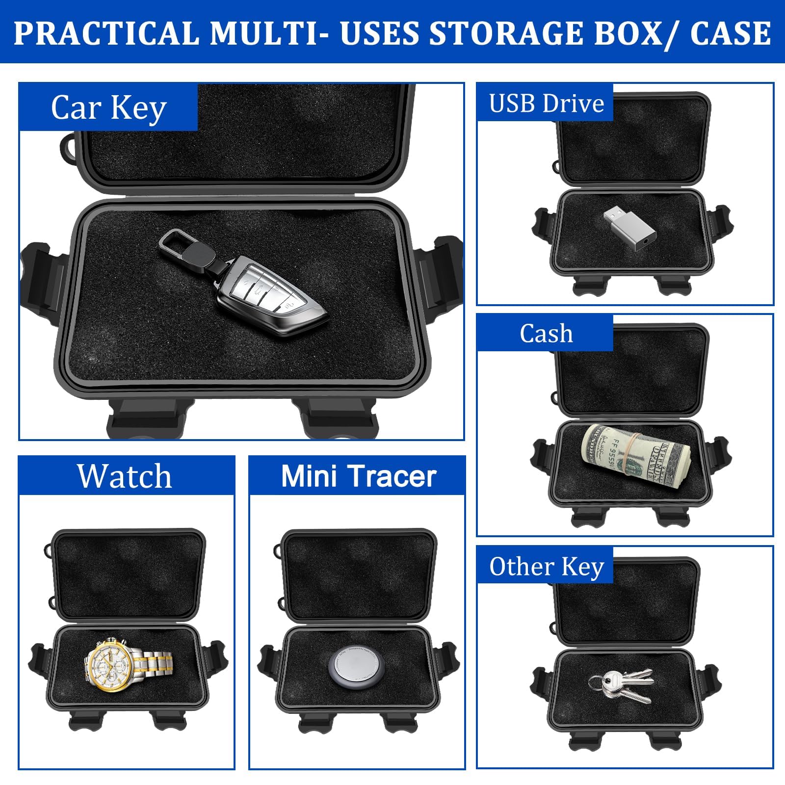 Magnetyczne pudełko na klucze, magnetyczny uchwyt na klucze do samochodu, do podróży na zewnątrz, do samochodu, SUV-a, ciężarówki, czarny, 3-pak