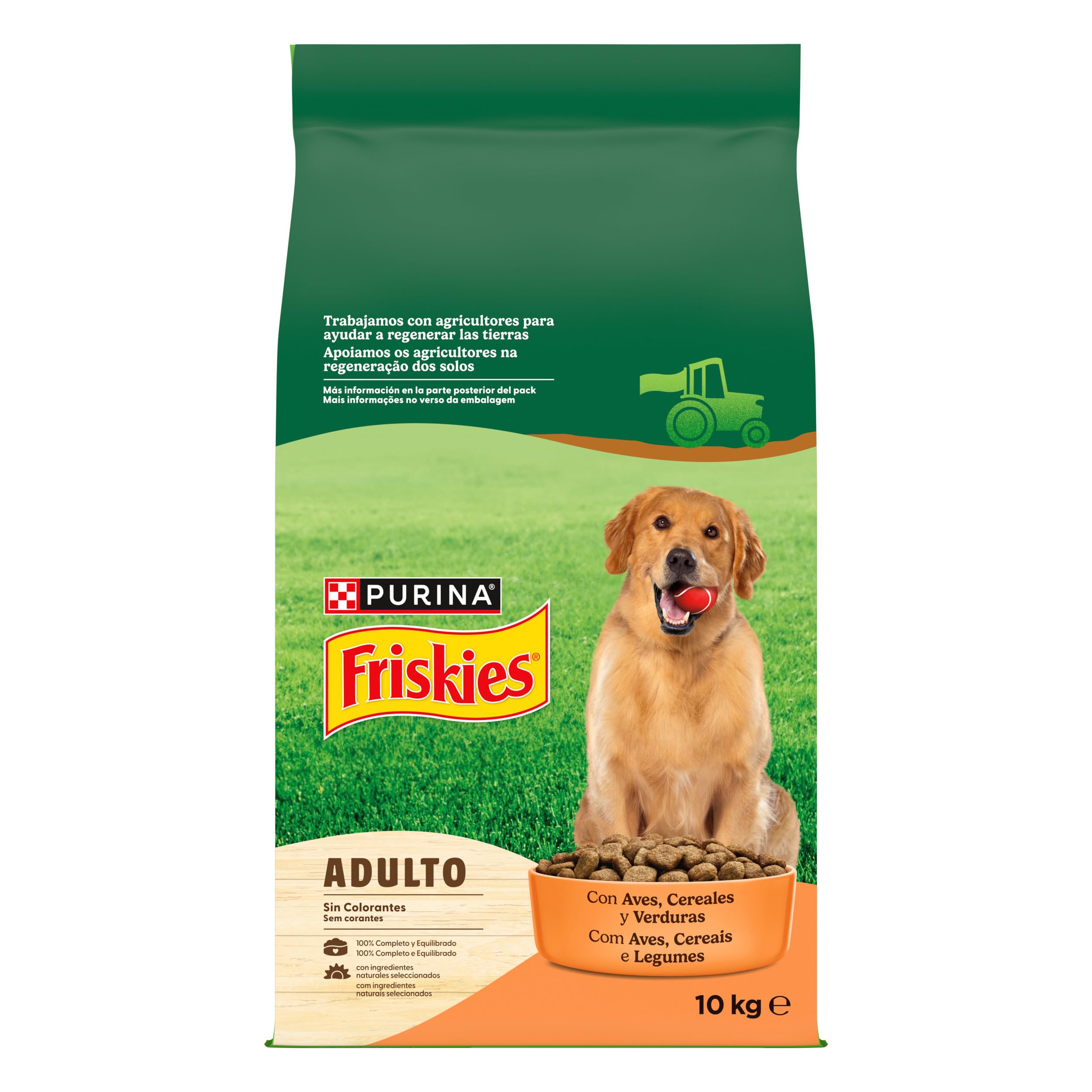 Purina Friskies Pienso para Perro Adulto con Aves y Verduras, saco de 10kg