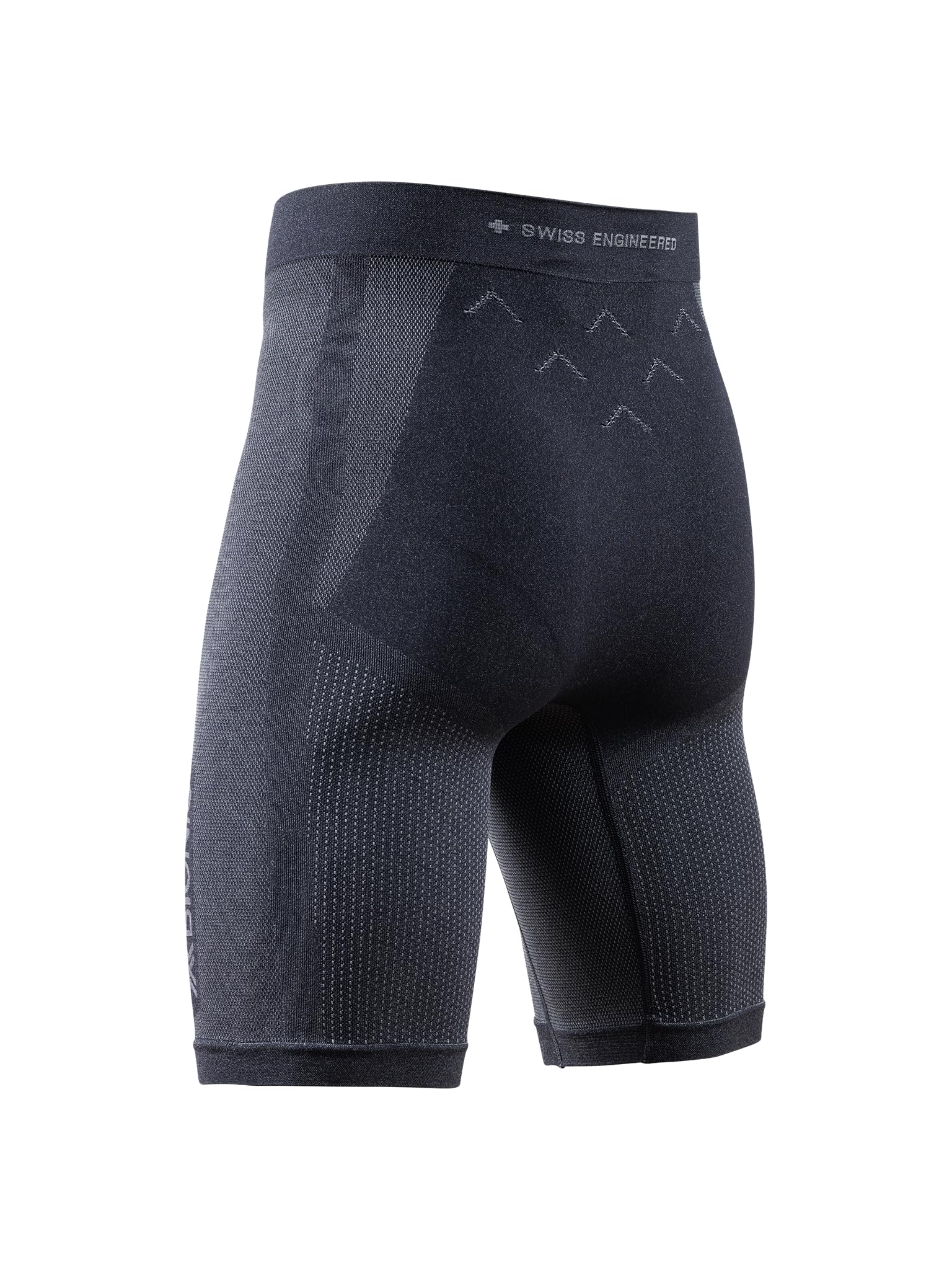 X-Bionic Malla Corta Xceed Run para Hombre - Malla de Running de Alto Rendimiento con tecnología HygroDiffuser y VectorSphere - Termorregulación y transpiración - X Negro/Gris Rinoceronte, M