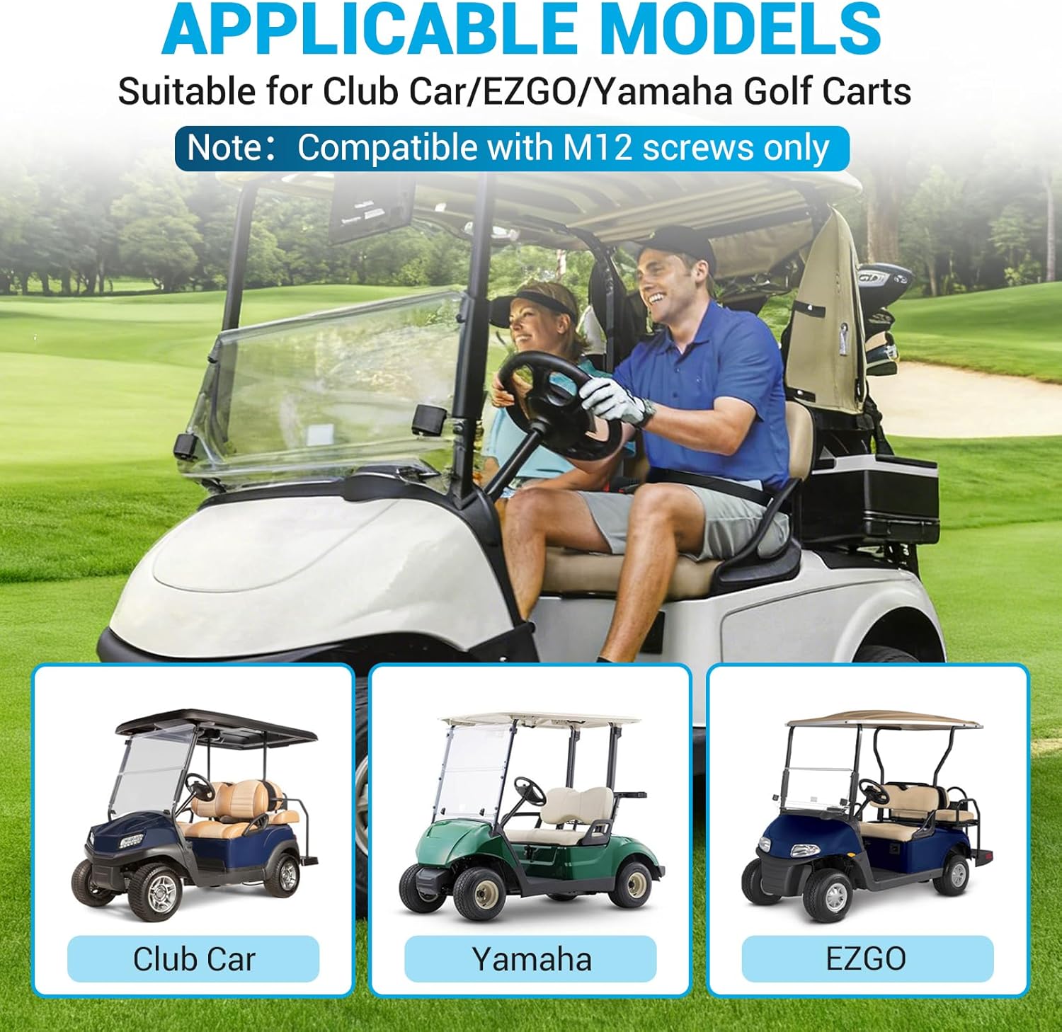 78.74" Retractable Golf Cart Seat Belts, Universal Golf Cart Seat Belts Suitable for Club Car/EZGO/Yamaha Golf Carts, Extended-Length Golf Cart Seat Belts(Set of 2)