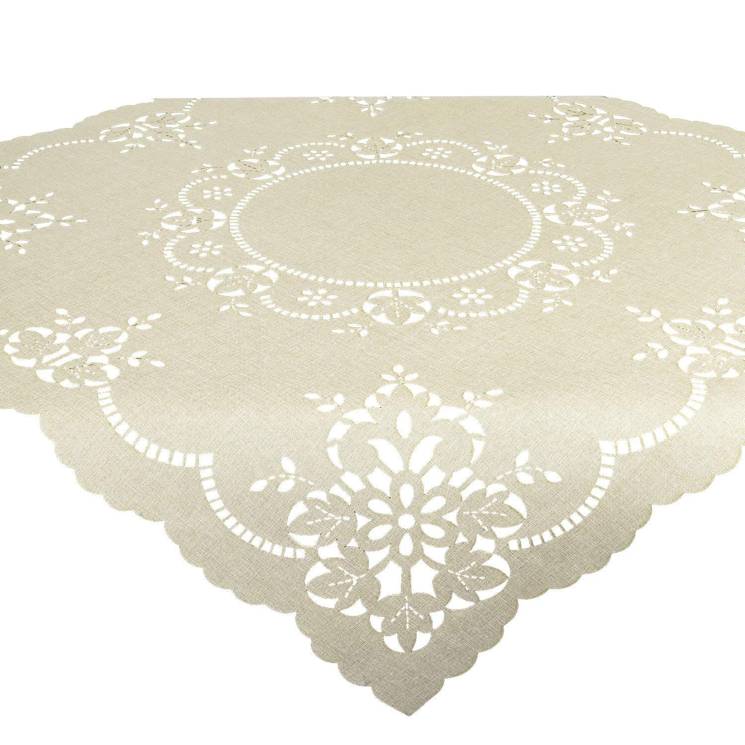 Tischdeckenshop24 Bella Tablecloth 85 x 85 cm Beige Modern Table Cover with Laser Cut