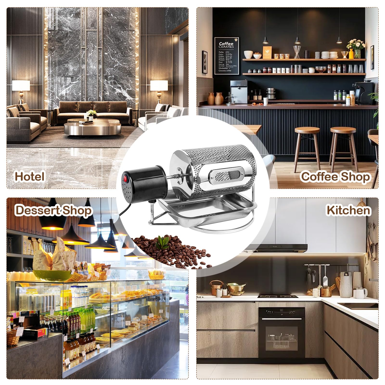 Torréfacteur à Café électrique, Entièrement Automatique Pour Usage Domestique Et Professionnel Torréfacteur à Tambour Avec Fenêtre De Visualisation Plateau En Acier Inoxydable Capacité De 250g