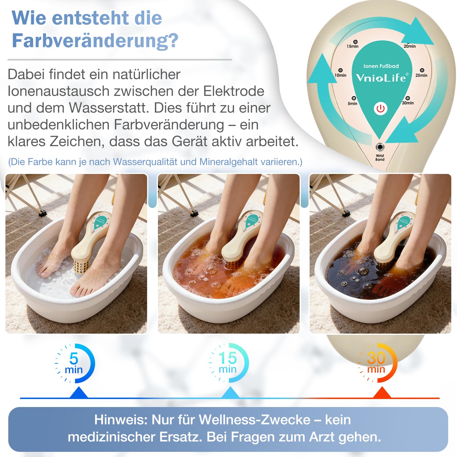 Ionen Fußbad Entgiftung,Detox Fußbad, Elektrolyse Fussbad mit 1 Array, Meersalz Wellness Fußpflege für Stressabbau & müde Füße, Komplett-Set (Mit Badesalz)