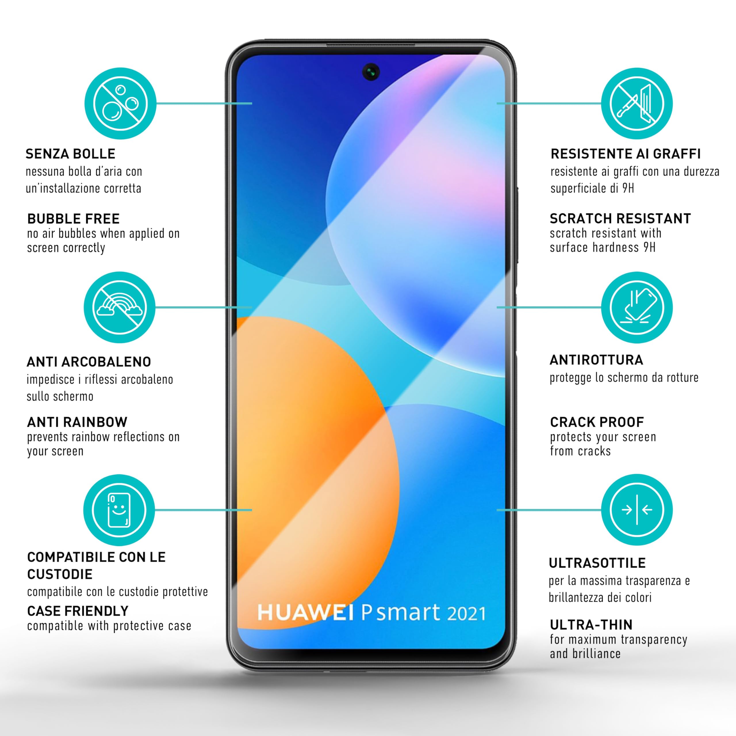 3 Pellicole In Vetro Temperato Per Huawei P Smart 2020 – 9H, 0,33mm, Anti-impronta, Anti Graffio, Senza Bolle - 4