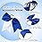 2 Packs Jumbo Cheerleading Bow 8 Inch Large Cheer Hair Bows with Ponytail Holder for Teen Girls Softball Outfit Uniform(Blue and White)