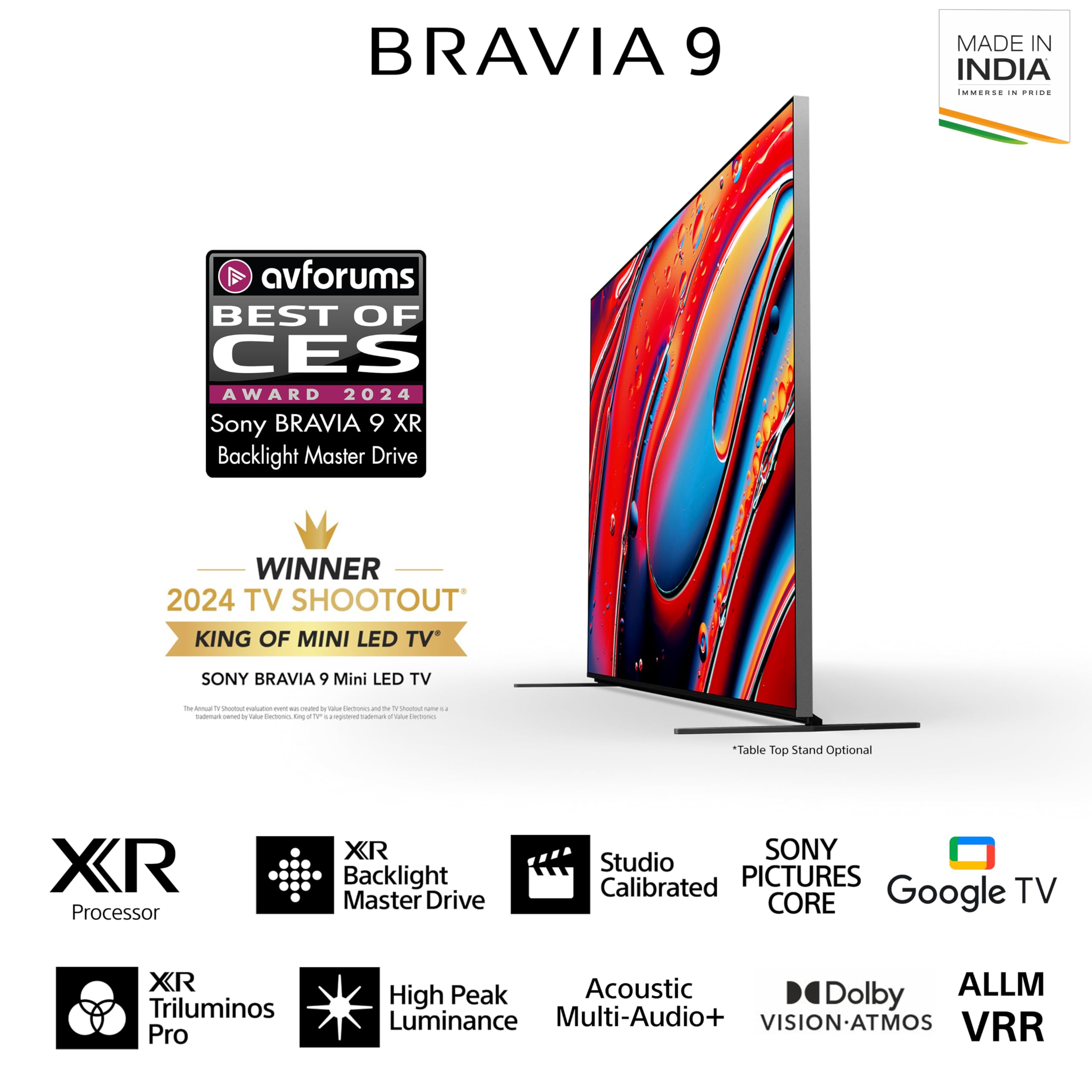 Sony BRAVIA Série 9 215 cm (85 polegadas) 4K Ultra HD AI Smart