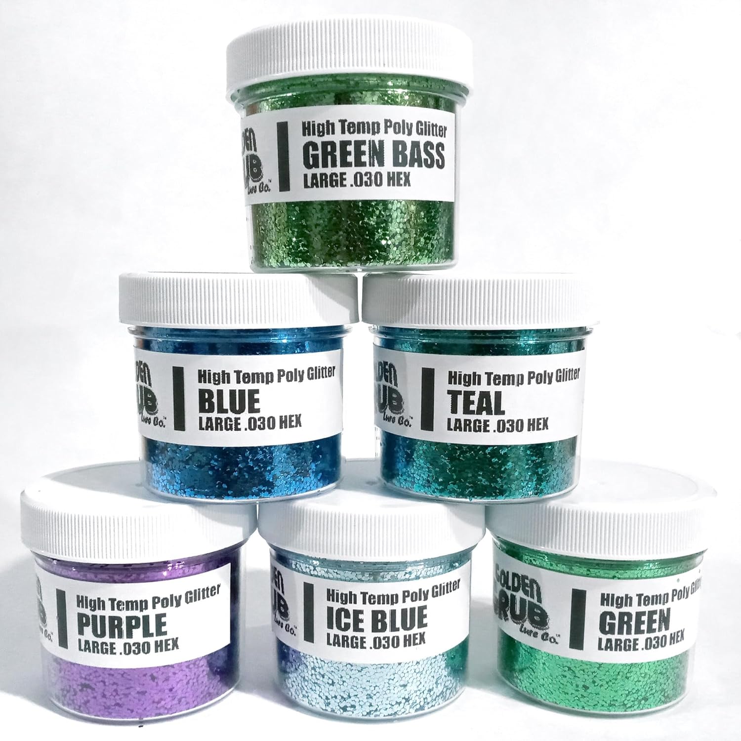 Generic 6 Pack of Large .030 Glitter Mixes for Soft Plastic Lure Making - Heat/Solvent Resistant - Cool Colors