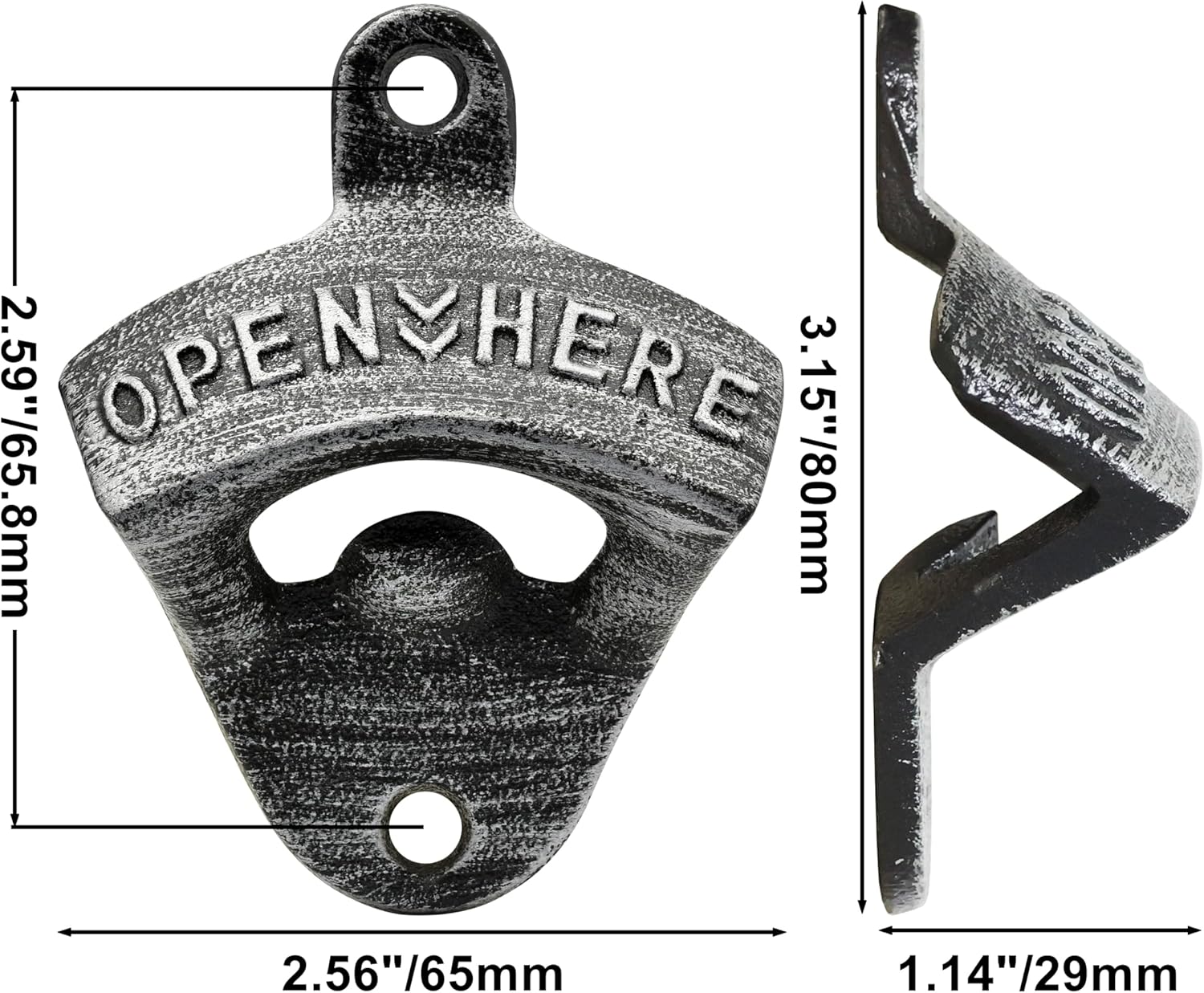 12 PCS Bulk Bottle Opener Post Mounted Vintage Silve Beer Top Opener Cast Iron Screw in Wall for Yard Cabin DIY
