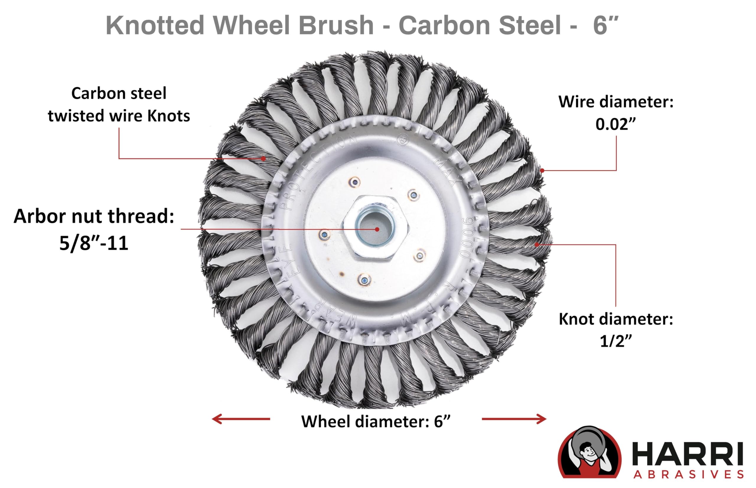 Harri Abrasives® - Twist Knotted Wire Wheel Brush - Carbon Steel - 6