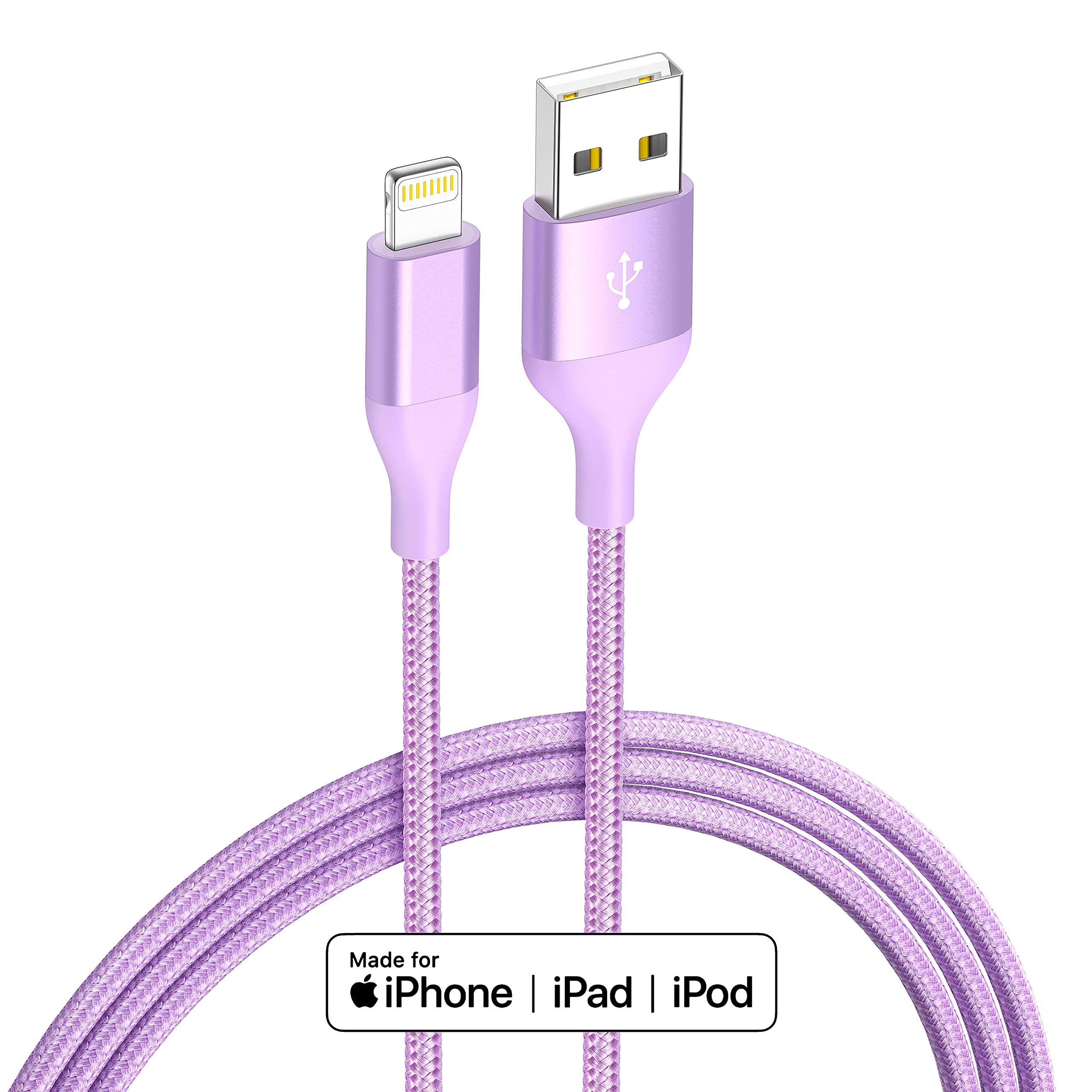 Paquete de 4 cables lightning de 6 pies en 4 colores para carga de iPhone, cable USB de nailon trenzado con certificación MFi para iPhone 13 12 11Pro MAX Xs XR X 8 7 6S 6 Plus SE 5S 5C, iPod y iPad 4