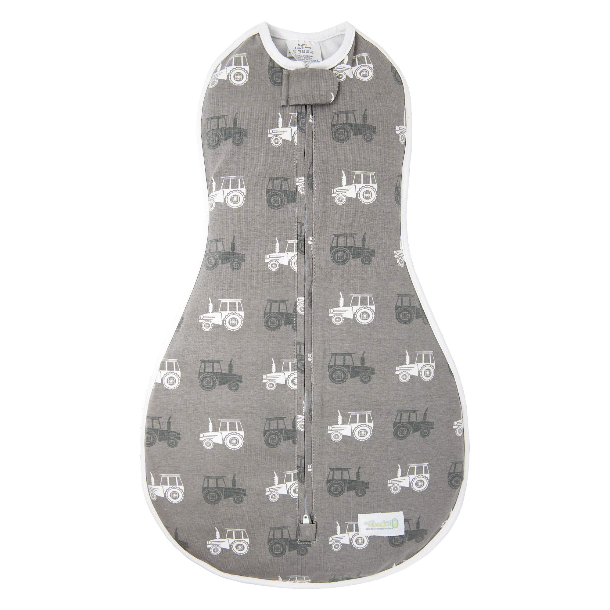 Woombie Original Baby Swaddling Blanket - Soothing, Cotton Baby Swaddle - Wearable Baby Blanket, Tractors, 5-13 lbs