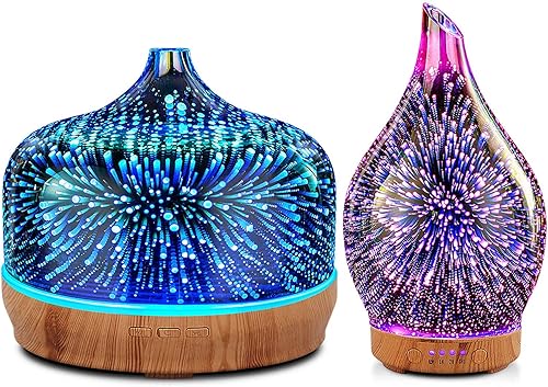 Porseme Afantty - Difusor gigante de aceite esencial de cristal 3D para aromaterapia, humidificador ultrasónico de niebla fría, apagado automático,