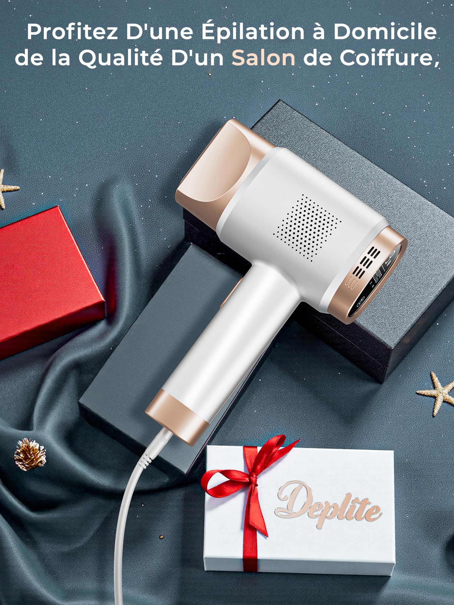 Épilateur Lumière Pulsée avec Fonction de Refroidissement, Épilation Laser sans Douleur avec 9 Niveaux D'énergie pour Femmes et Hommes, Visage, Aisselles, Bikini, Jambes, Corps, Blanc