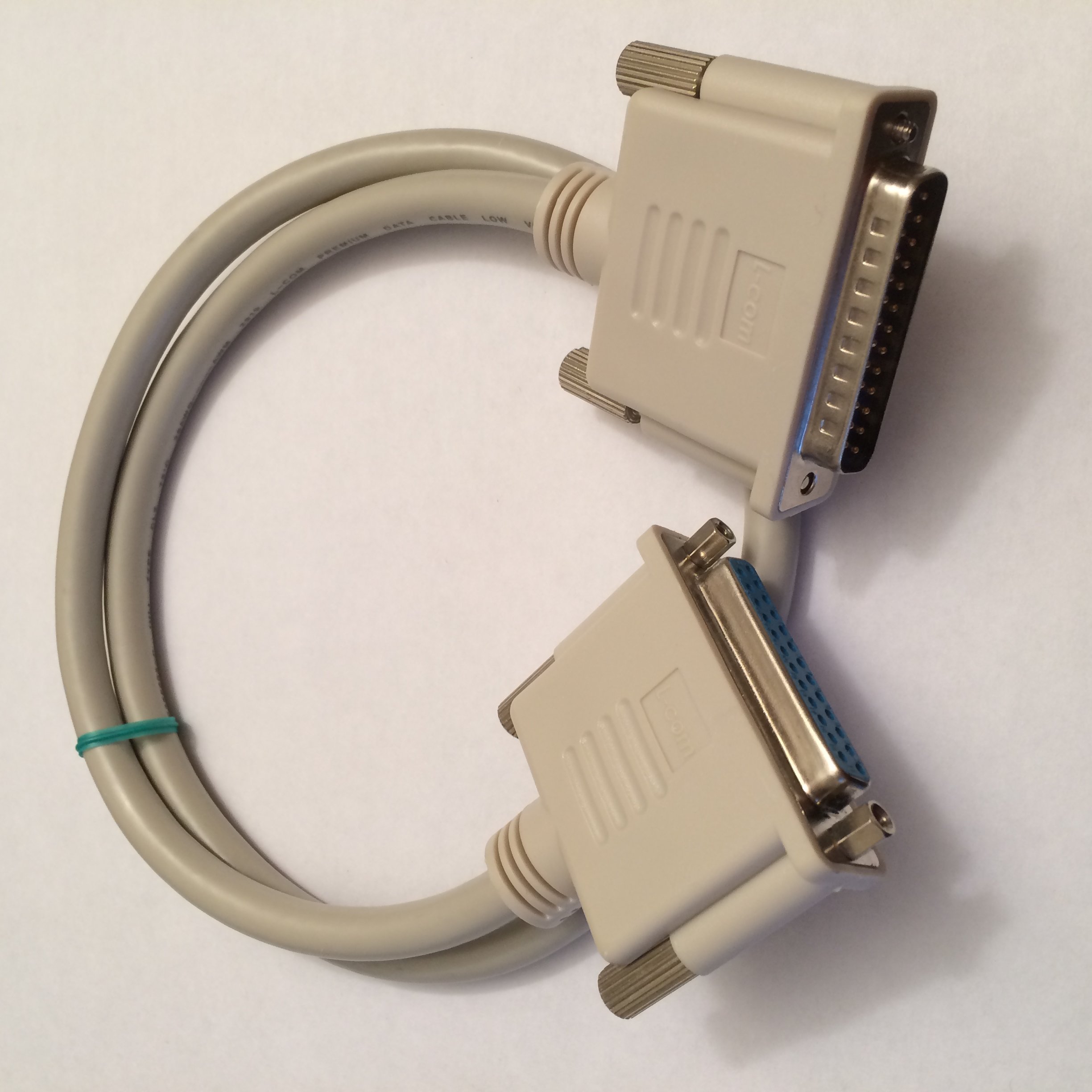 L-com Premium Molded D-Sub Cable, DB25 Male/Female, 2.5 ft