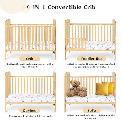 Miniatura 3 de Baby Crib 3-in-1 Convertible Crib with Changing TableWood Toddler Cribs Cuna para Bebes Baby Bed Nursery Furniture