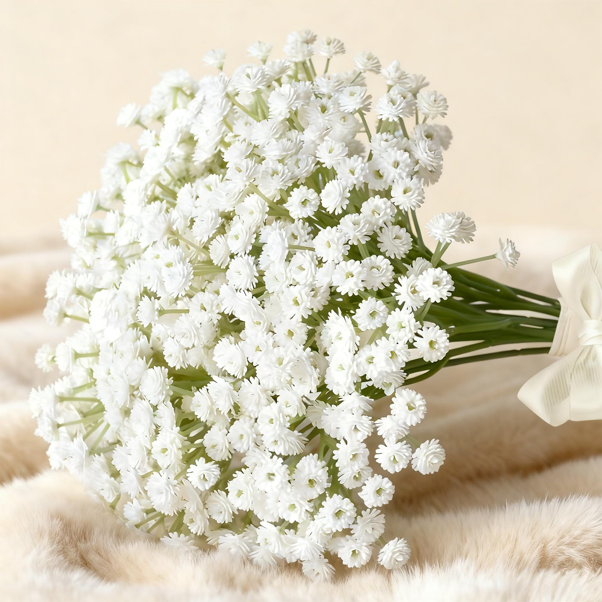 MINWEGI 6 Pack White Artificial Gypsophila Flowers - 21" Realistic Looking Baby's Breath with Bendable Stems for Wedding Home Decor, Floral Arrangements and Photo Props (45 Heads per Stem)