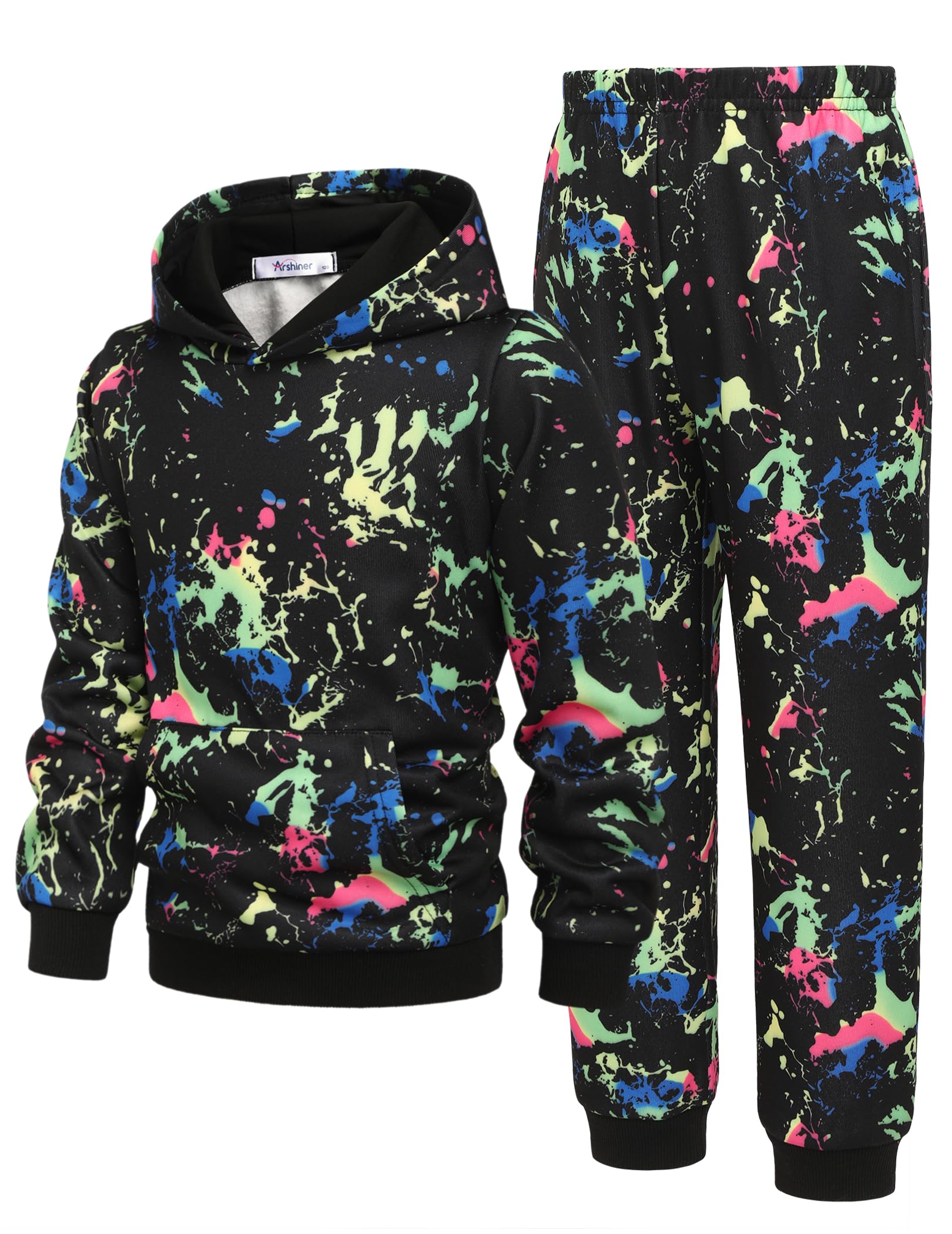 Arshiner Boys Athletic Sweatsuit Pullover Hoodie Sweatshirt and Joggers Set