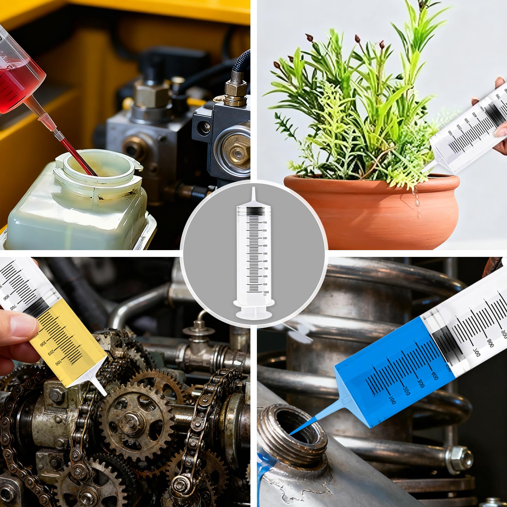 Pompe d'aspiration d'huile 1000 ml seringue avec tuyau | Pompe à main réutilisable pour liquide de frein, huile de transmission, liquide de refroidissement, moteur
