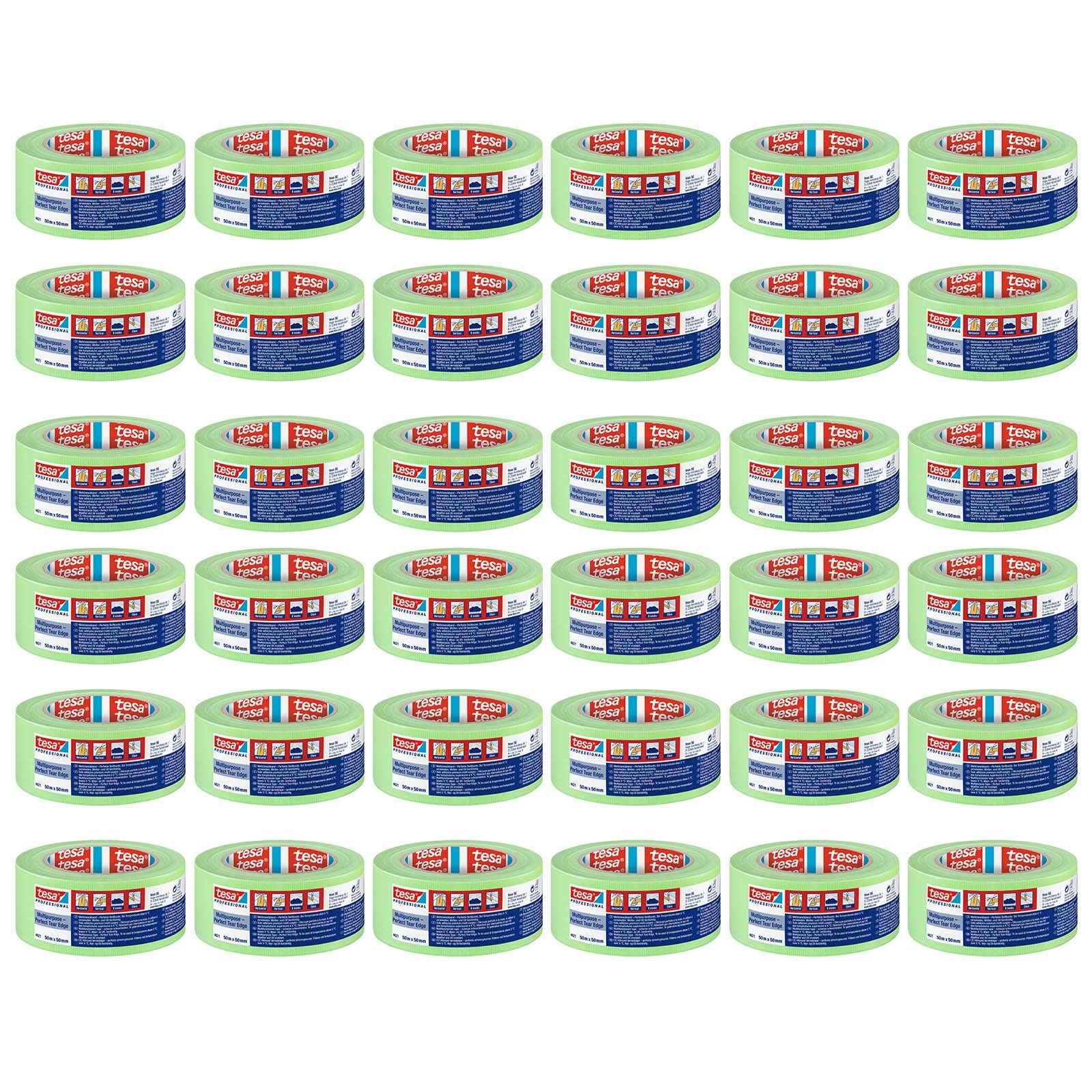 tesa Allzweck Putzband 4621 Gewebe - Gewebeband für Putz- und Malerarbeiten im Innen- und Außenbereich - zum Abkleben und Abdecken - hellgrün - 36 x 50 m x 50 mm | 36er Pack