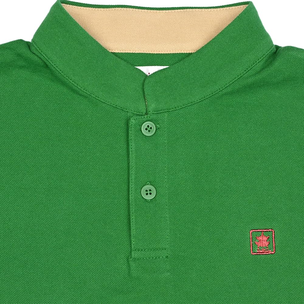 Polo Piquet con Colletto Mao in Cotone Verde, verde, 3XL