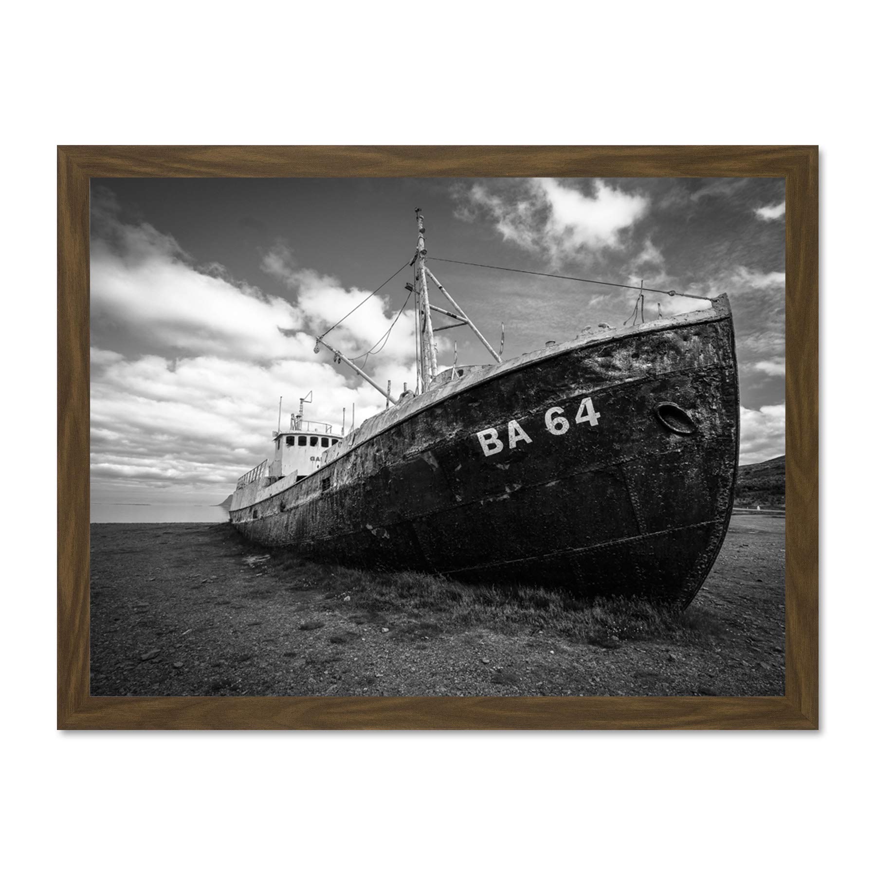 Ghost Abandoned Ship Boat Iceland Large Framed Art Print Poster Wall Decor 18x24 inch