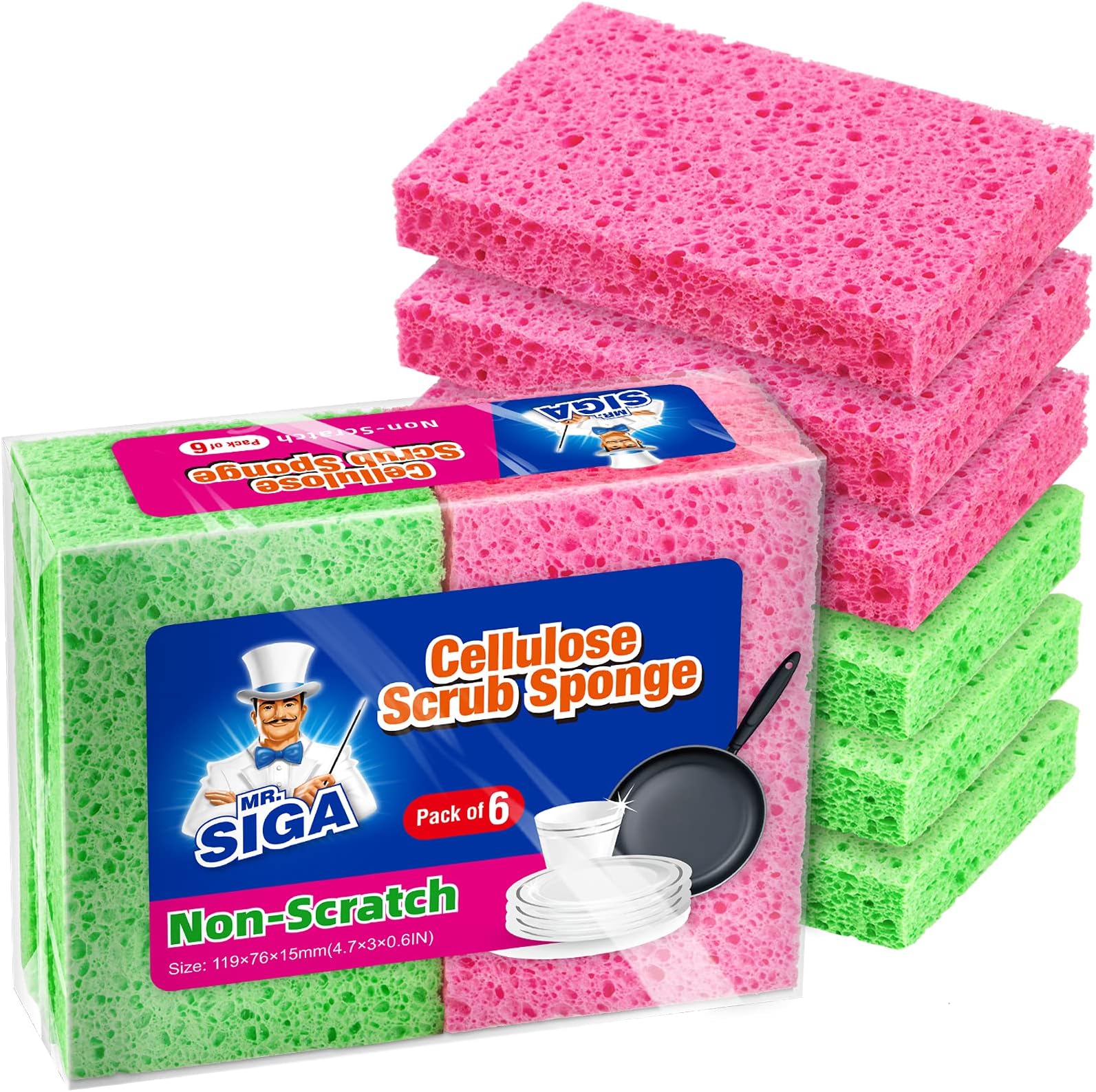 Scrub Sponges, Non-Scratch Sponges for Dishes, Kitchen Sponge Dish Scrubber, 12 Pack